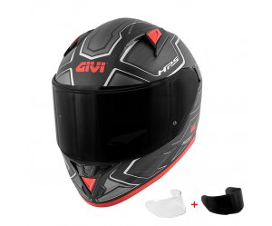 Κράνος Givi H50.6 Sport Deep Mat Black/Red + Ζελατίνα Φυμέ